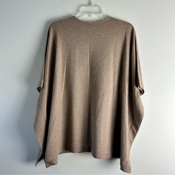 Purejill JJill Driftwood Heather Tan Lagenlook Poncho Top Oversized Scoop Neck - Picture 5 of 9